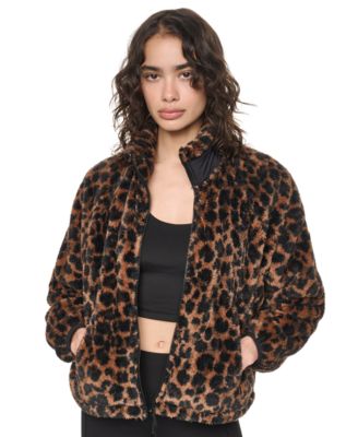 Women's Printed Sherpa Fleece Mock Neck Jacket