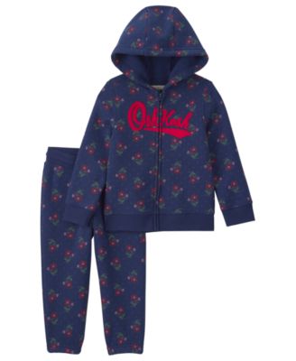 Baby Girls' Long-Sleeve Oshkosh Logo Floral Fleece Hoodie and Pants, 2-Piece Set