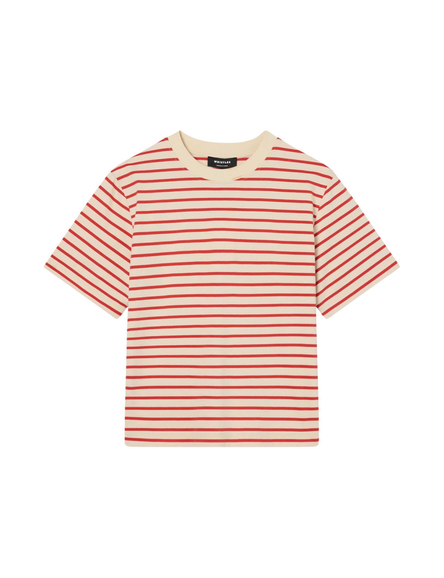 Женская футболка Whistles Stripe Relaxed Crewneck Cotton, цвет: Красный / Разноцветный — фото 6