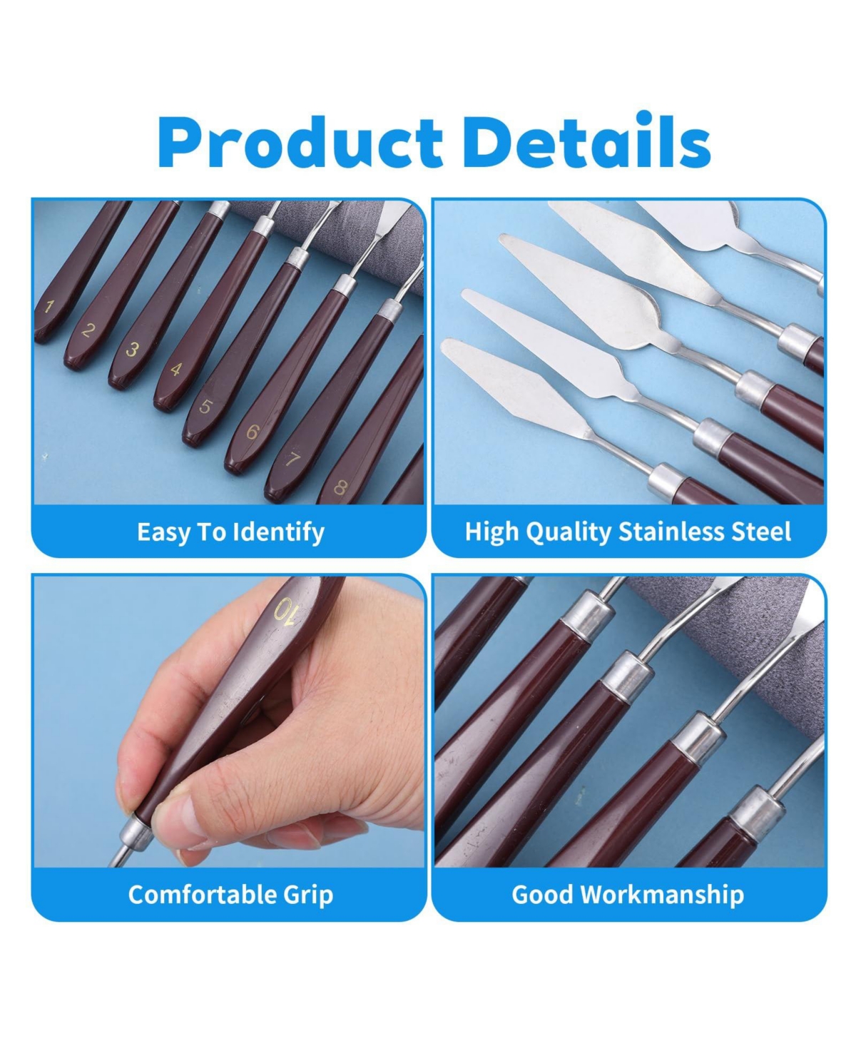 Xdovet Stainless Steel Palette Knife Set Wood Handle Oil Painting Spatula Kit