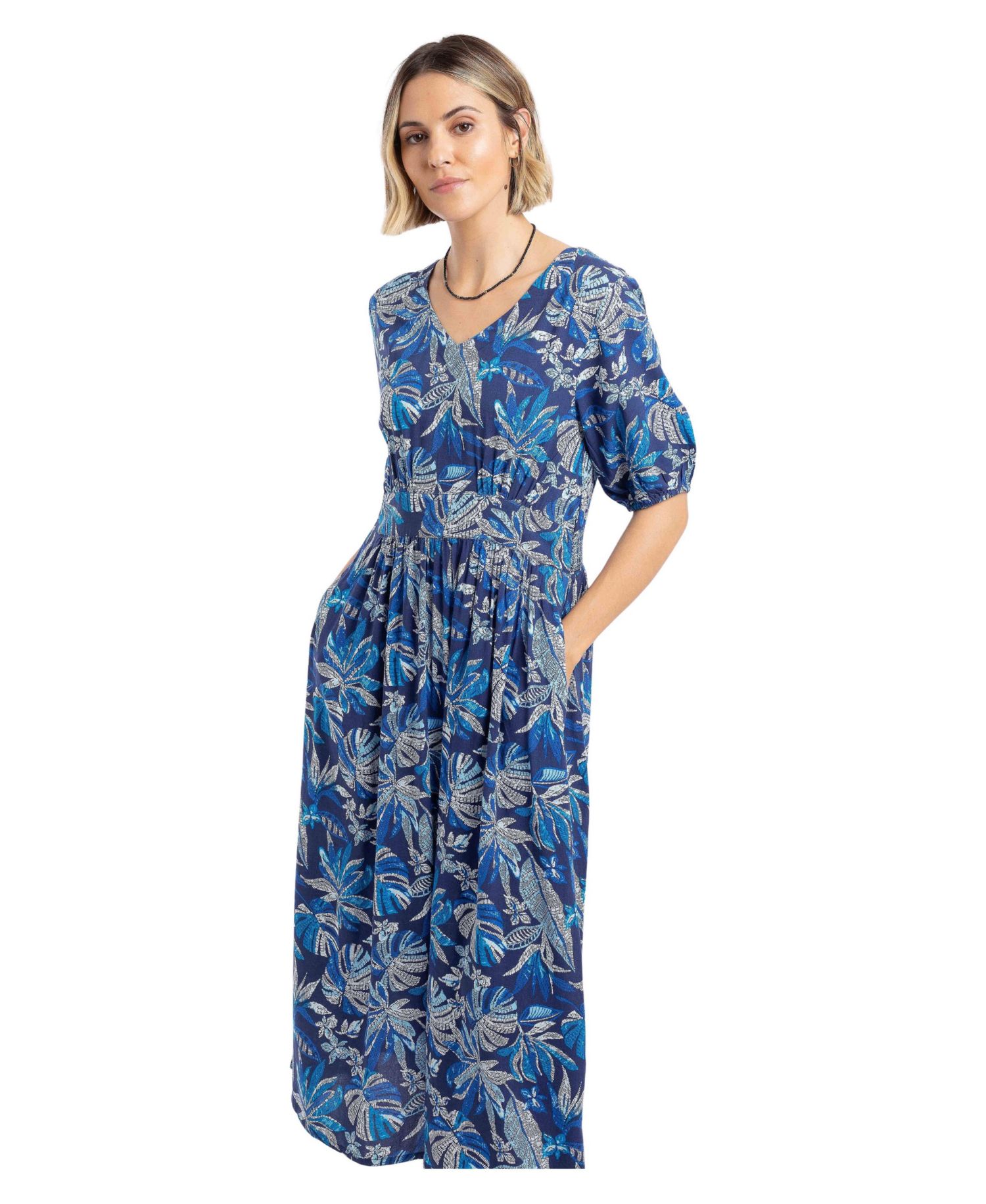 Women's Dilsha Empire-Waist Floral-Print Short-Sleeve Midi Dress