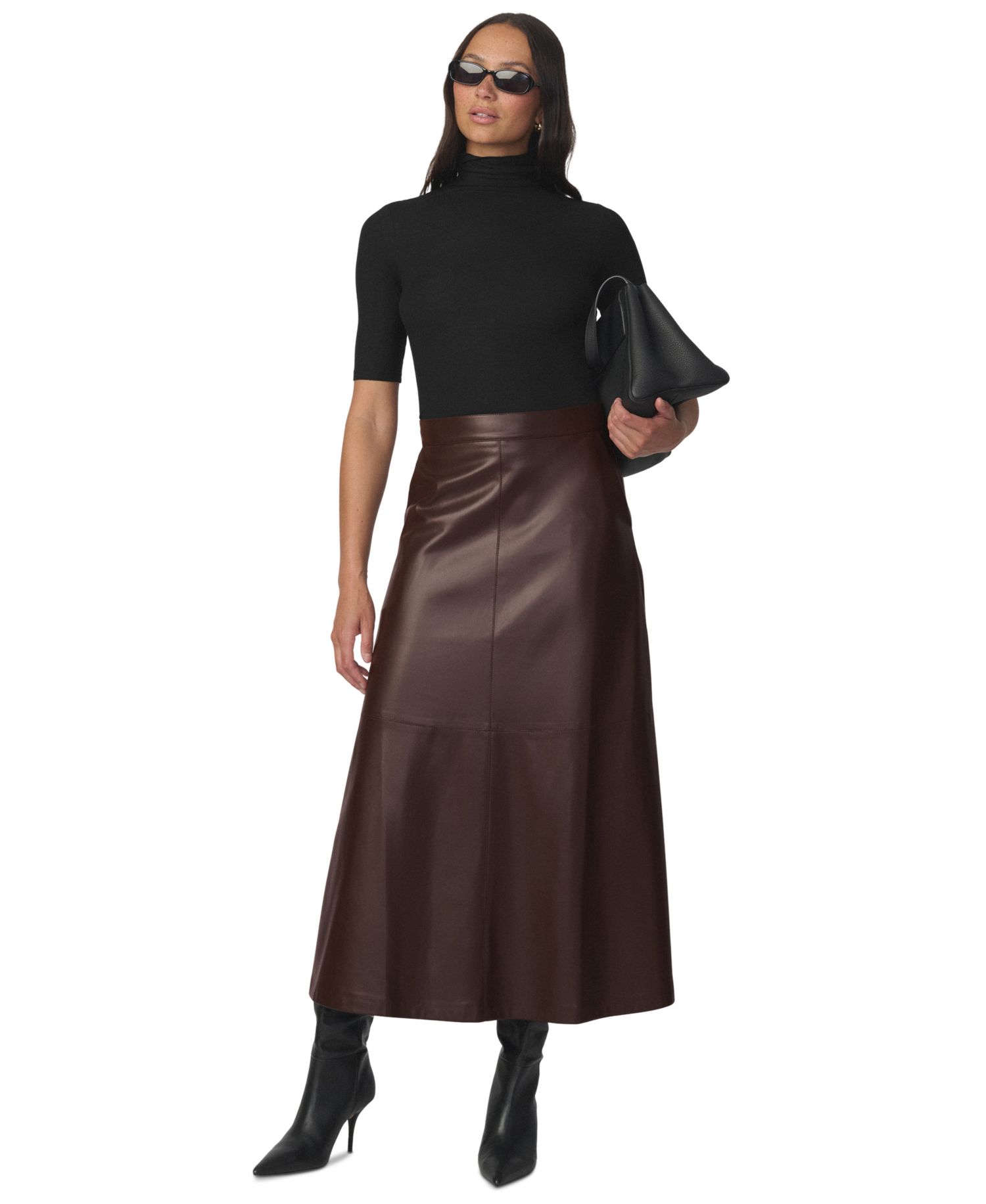Women's Tavi High-Waisted Faux-Leather Midi Skirt