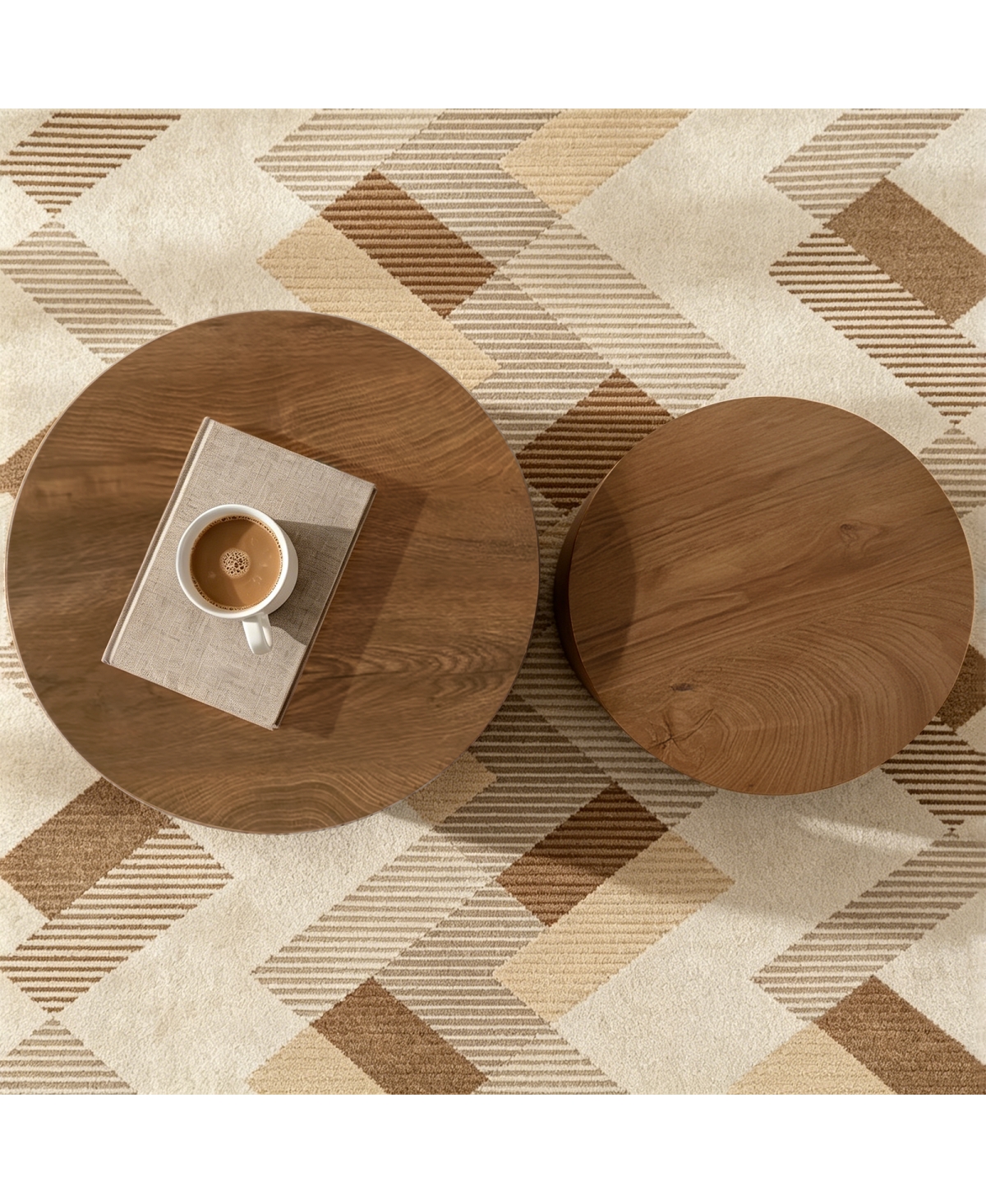 Streamdale Furniture 2-Piece Modern Round Nesting Coffee Table Set