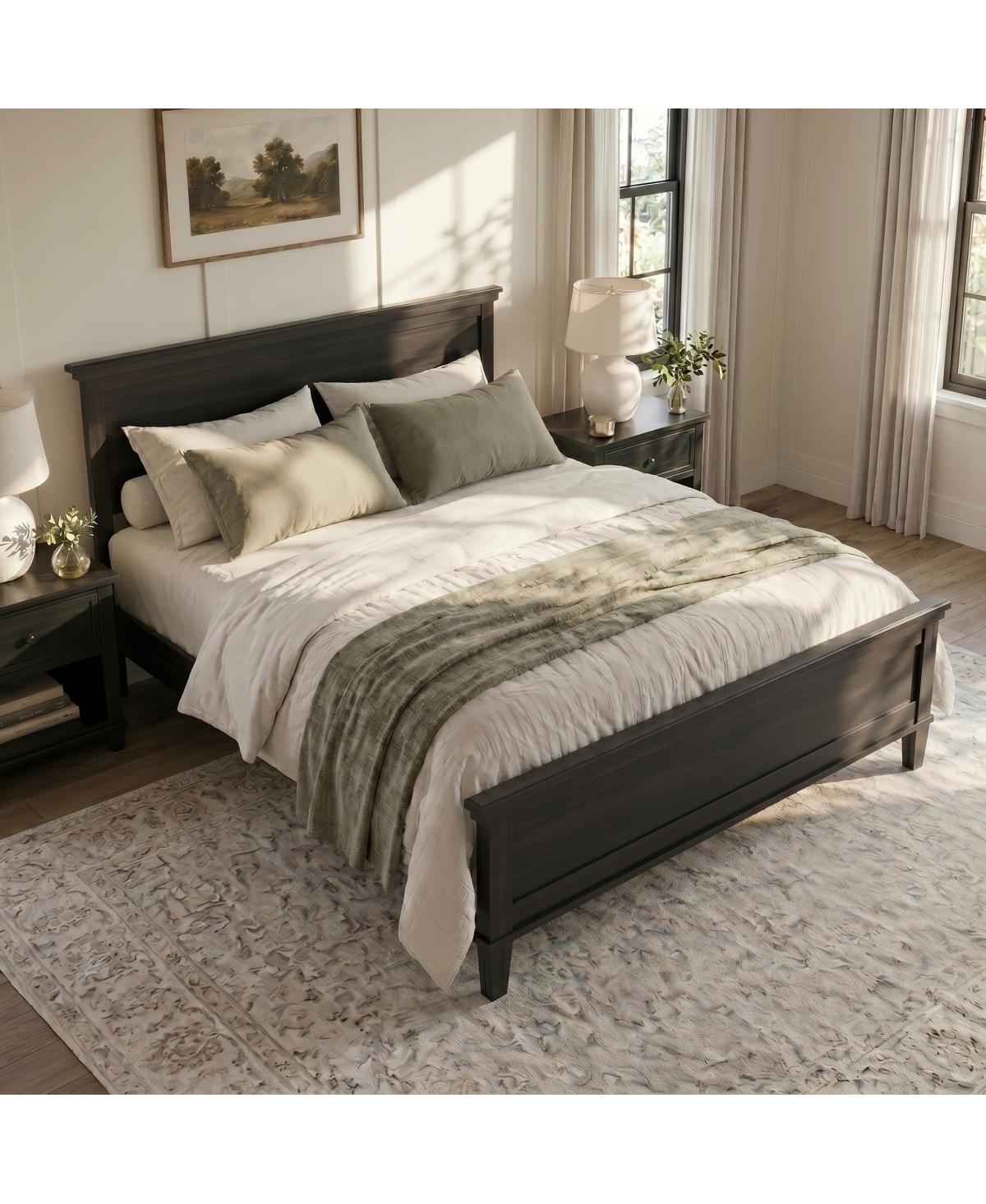 Streamdale Furniture Mid-Century Modern Queen Platform Bed with Headboard