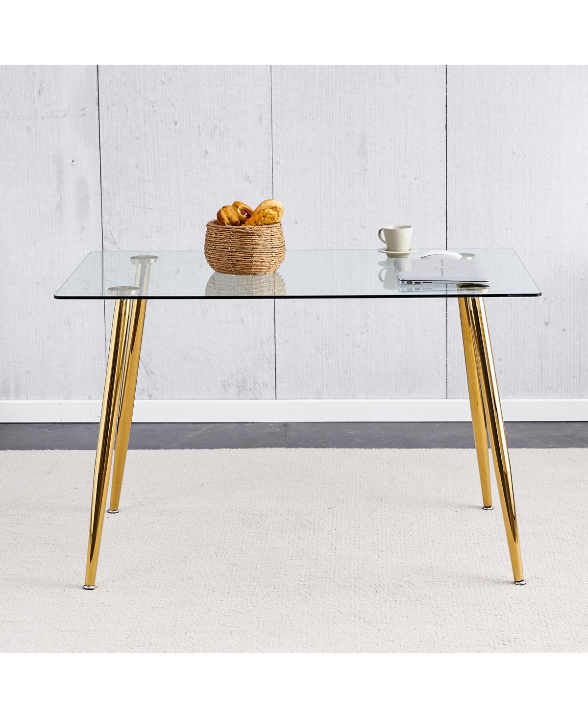 Streamdale Furniture Modern Minimalist Rectangular Glass Dining Table, 51" x 31" x 30