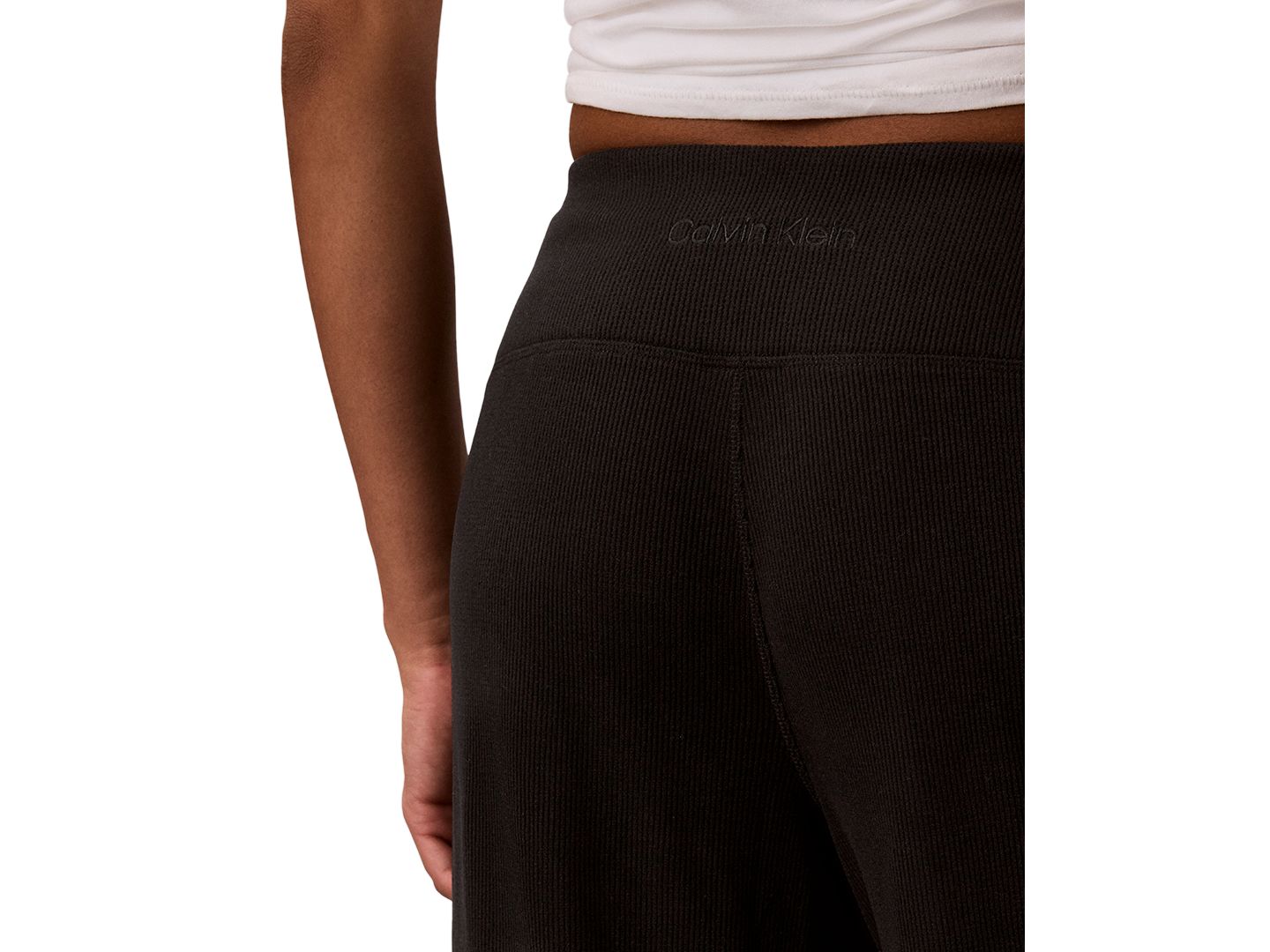 Женские брюки Calvin Klein Performance Pull-On Waffle-Knit Relaxed-Fit Straight-Leg, цвет: Чёрный — фото 4