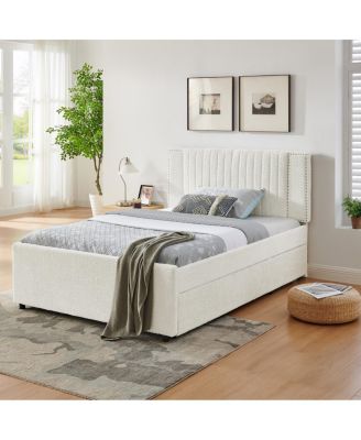 Chenille Vertical Channel Tufted Storage Bed with Trundle