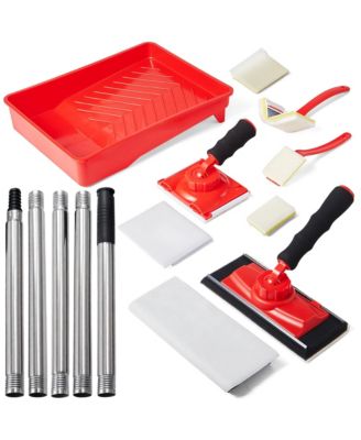 Paint Edger Tool Kit Extension Rod Touch-up Pads Corner Ceiling Rotating Handle