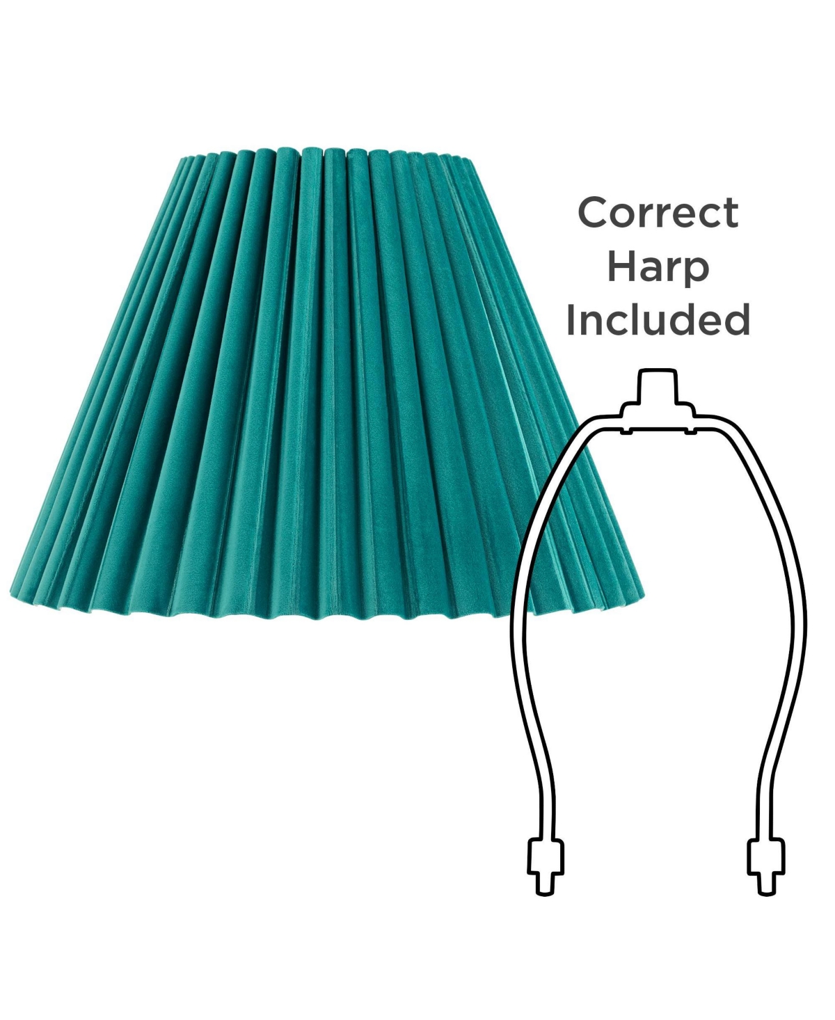 Springcrest 7" Top x 15" Bottom x 10" High x 10 3/4" Slant Lamp Shade Replacement Velvet Arc Pleated Spider Harp Finial