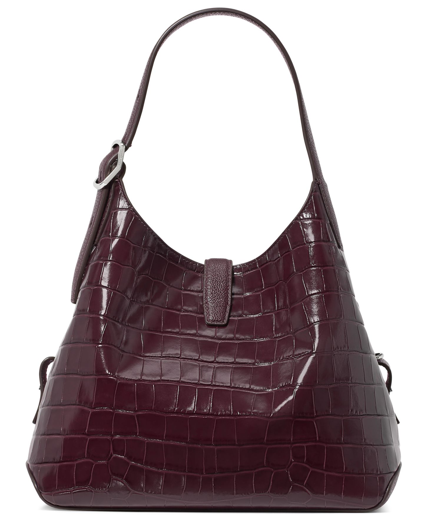 Женская сумка kate spade new york Deco Croc-Embossed Large Satchel, цвет: Ежевичный — фото 4