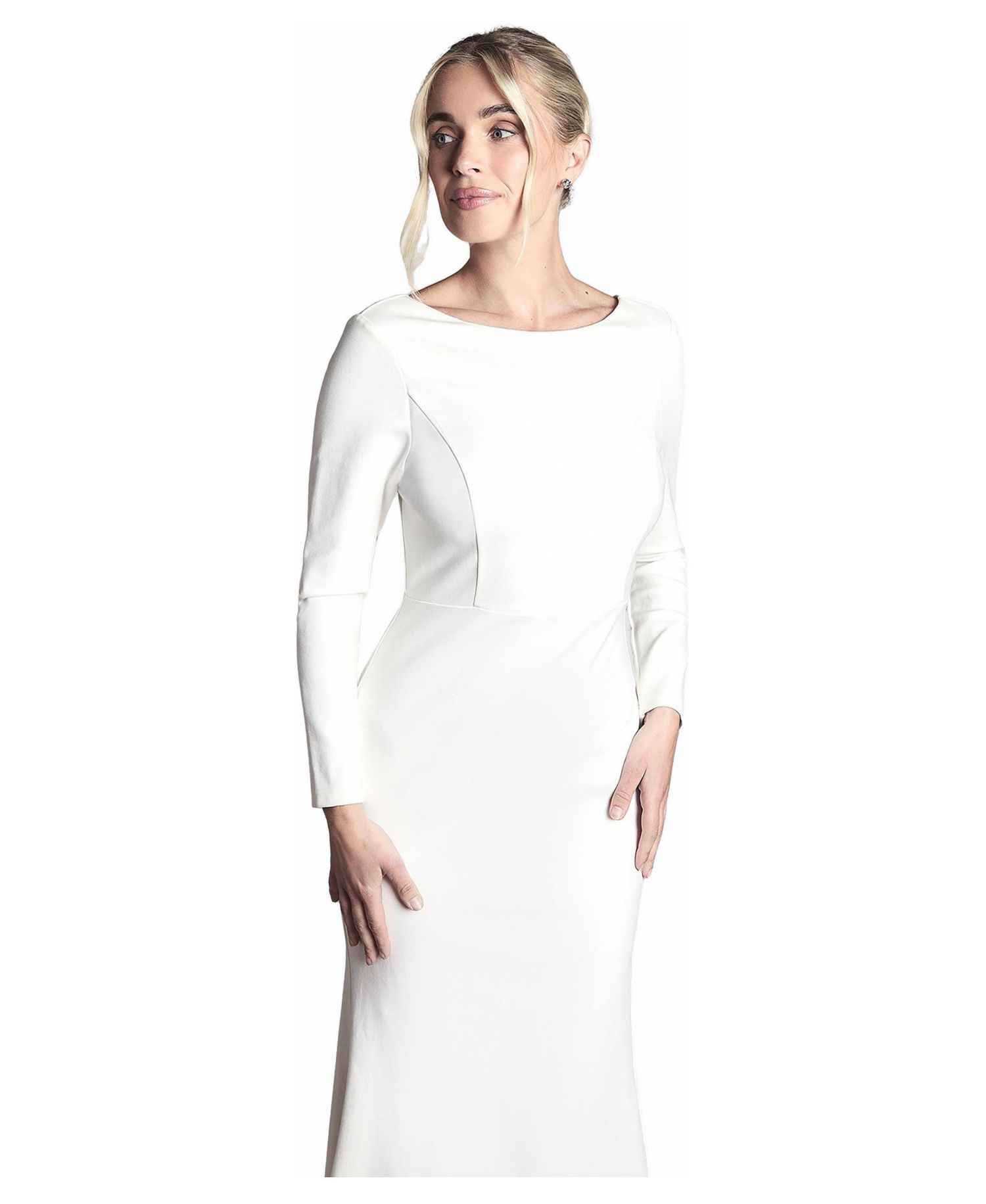 Women's Slash Neck Long-Sleeve Puddle Wedding Dress