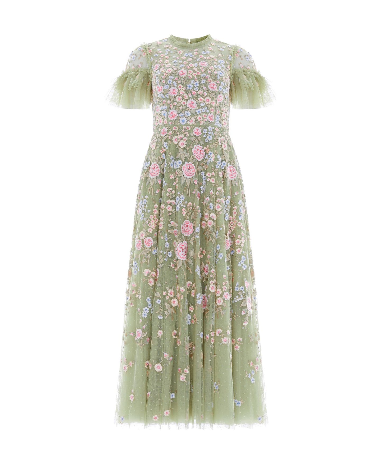 Женское платье Needle & Thread Antoinettes Floral Short-Sleeve Tulle-Ruffle Gown, цвет: Meadow — фото 3