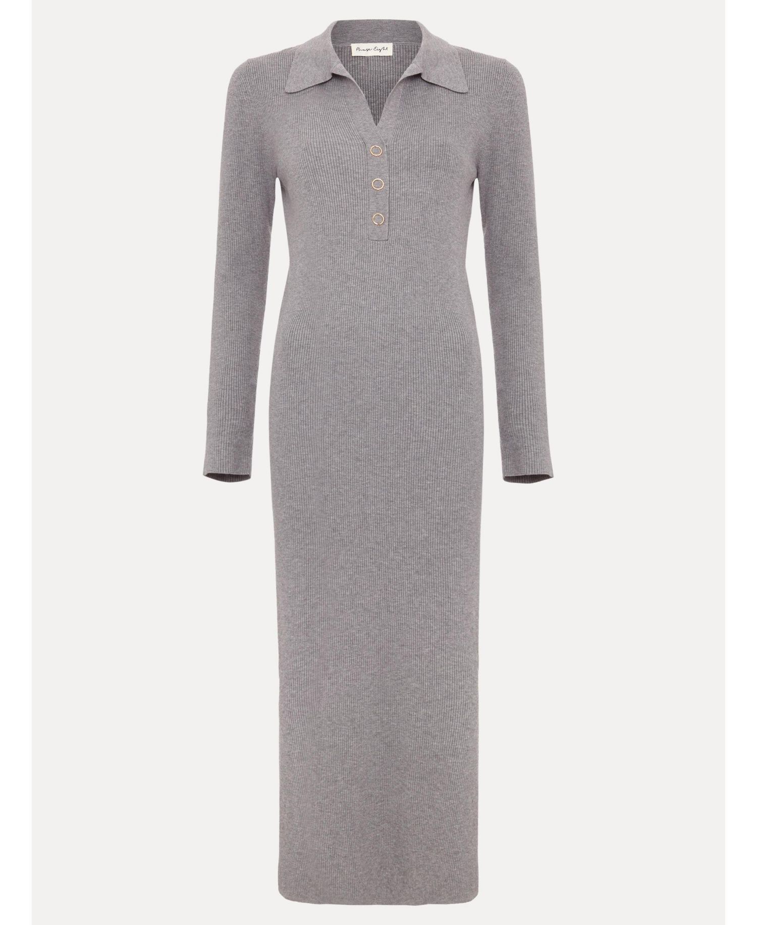 Women's Lucy Long-Sleeve Collared Ribbed-Knit Dress