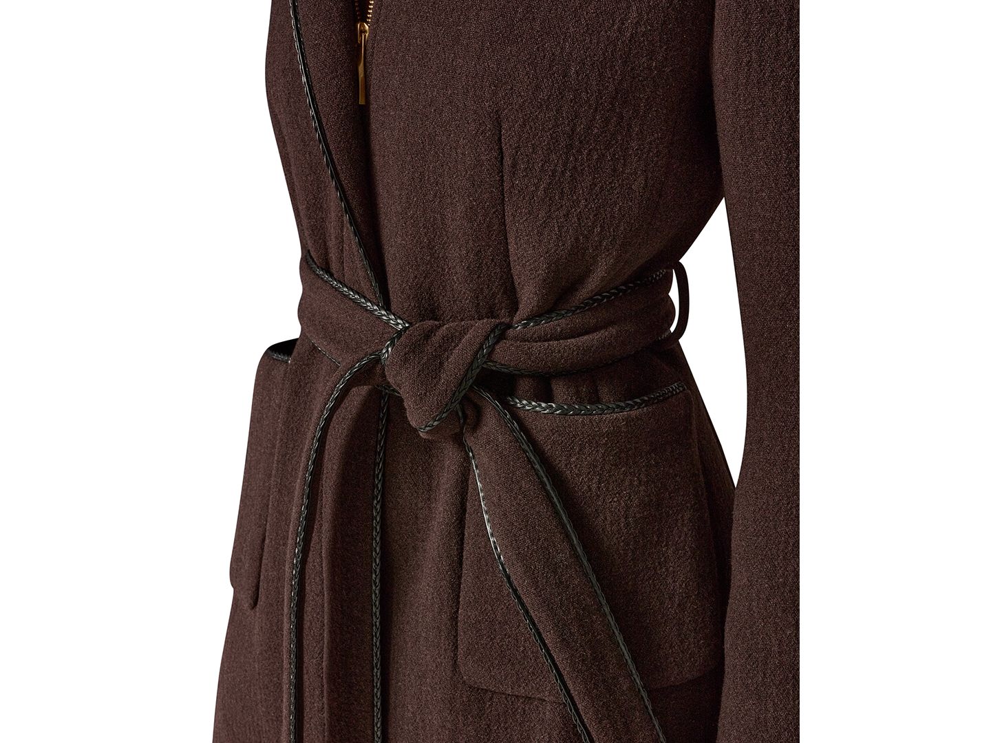 Женское пальто Donna Karan New York без воротника из шерстяной смеси с отделкой, цвет: Шоколадный — фото 8