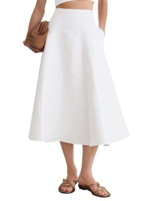 Women's Tara High-Waisted A-Line Raised Floral Jacquard Midi Skirt