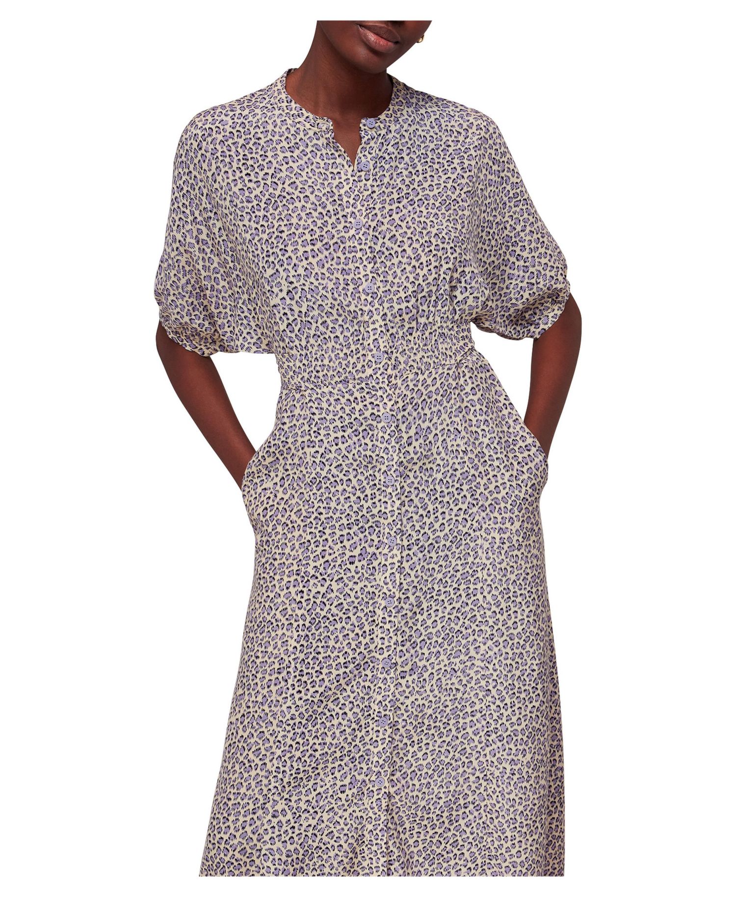 Women's Dashed Leopard Midi Short-Sleeve Dress