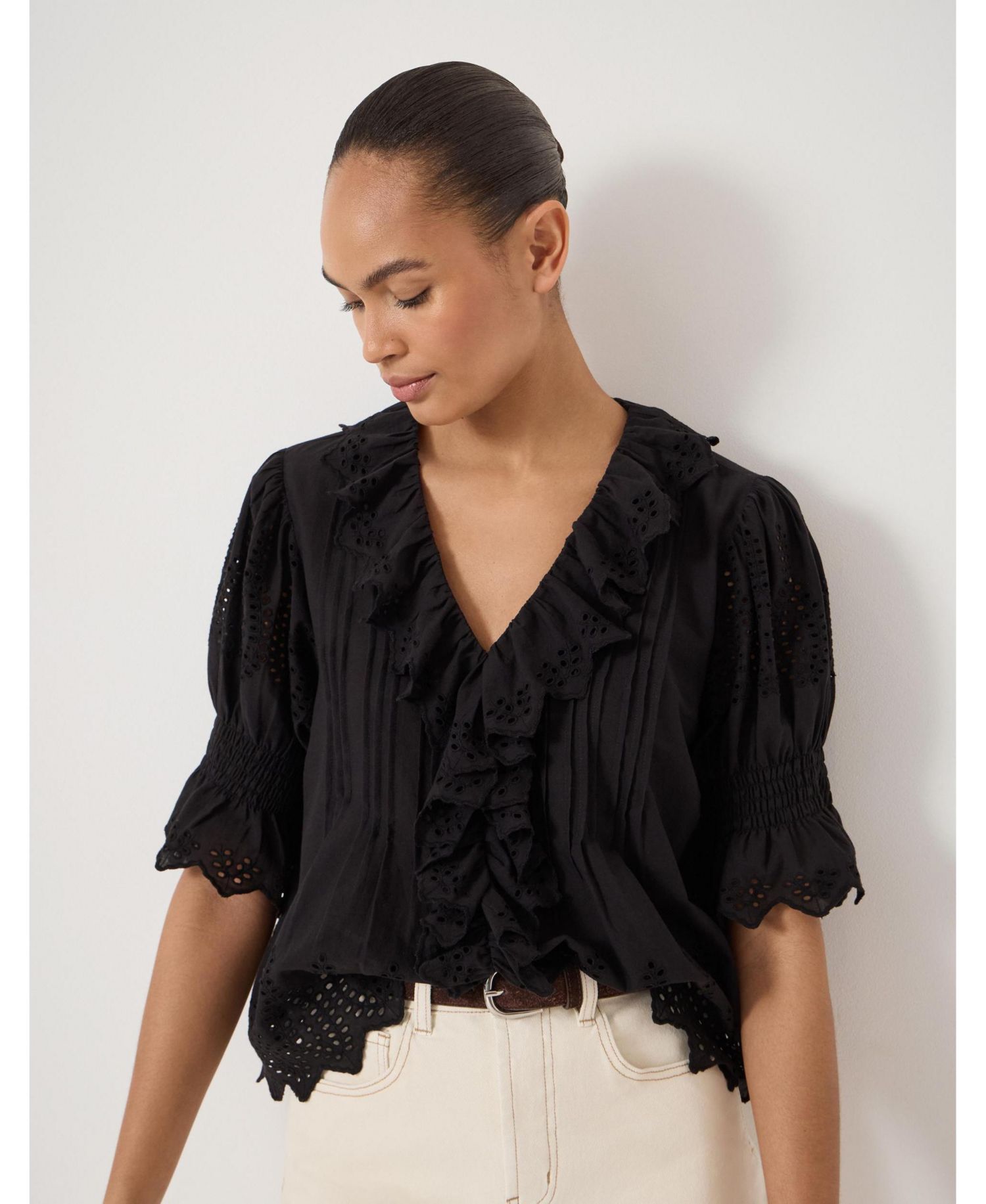 Women's Koa Short-Sleeve V-Neck Ruffle Blouse