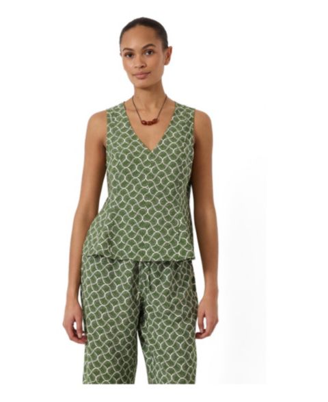Женский топ Hush Sybil V-Neck Air Flow Godet, цвет: Зелёный
