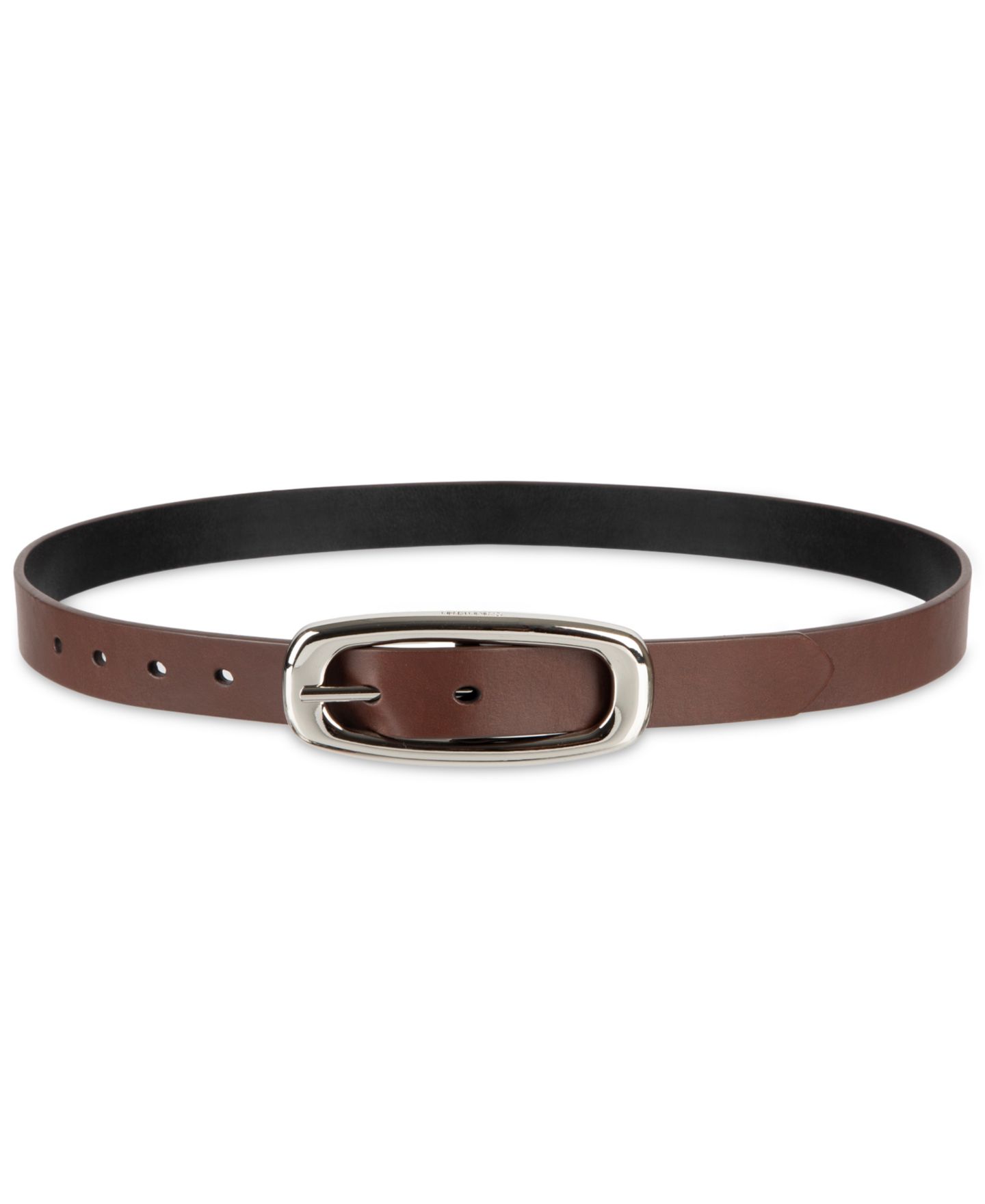 Женский ремень Calvin Klein Skinny Oval Shaped Center Bar Buckle Reversible Dress Belt, цвет: Коричневый / Чёрный — фото 5