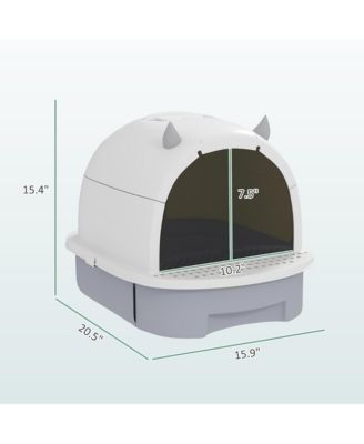 Covered Cat Litter Box with Translucent Flap Door and Dual Deodorizing Bags