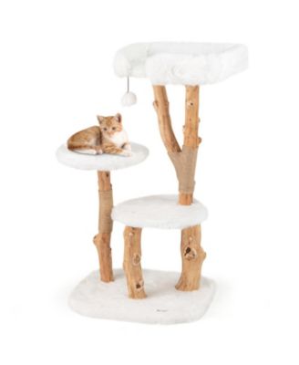 Solid Wood Cat Tree with Jute Scratching Posts