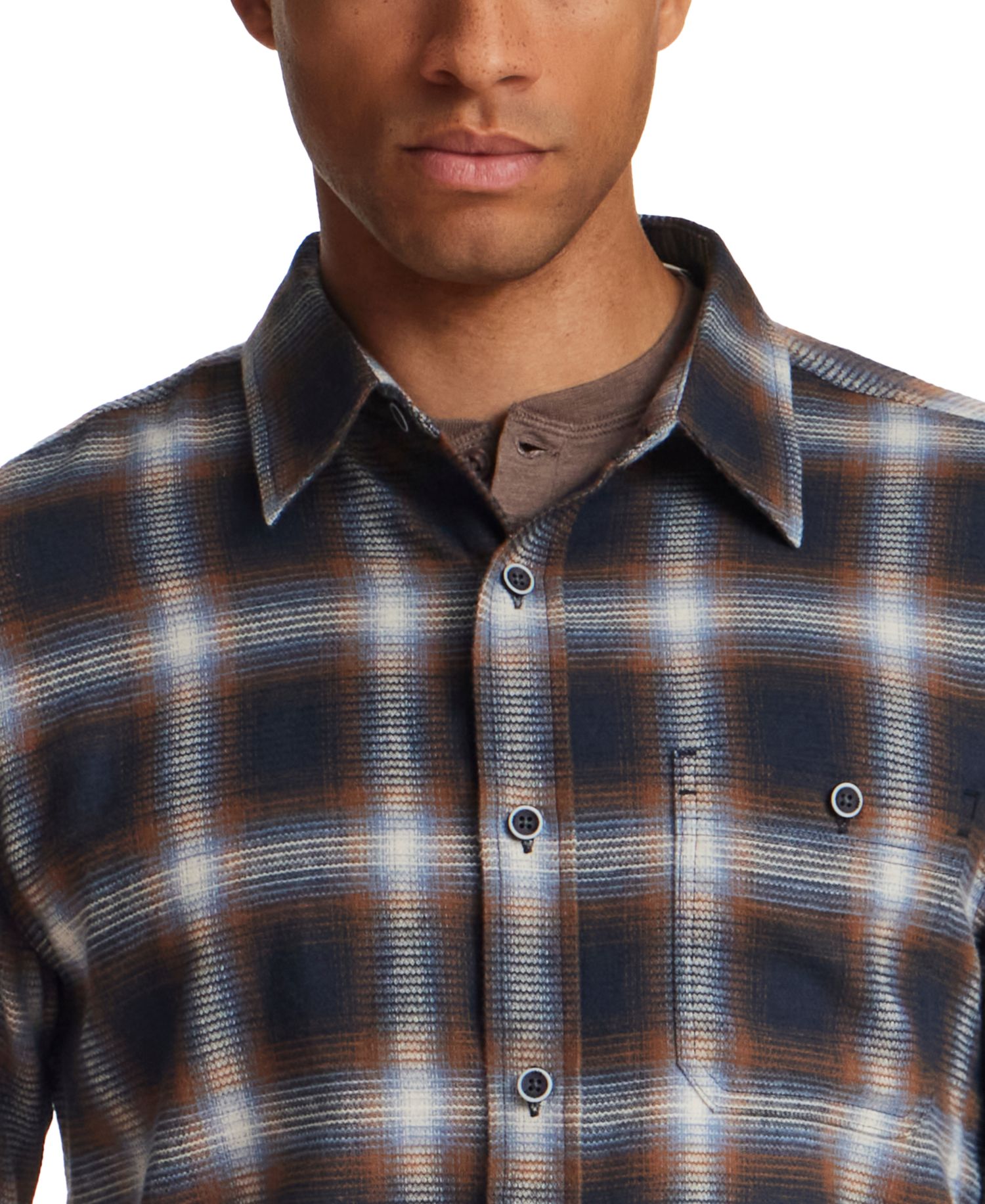 Men's Waffle Flannel Plaid Shirt