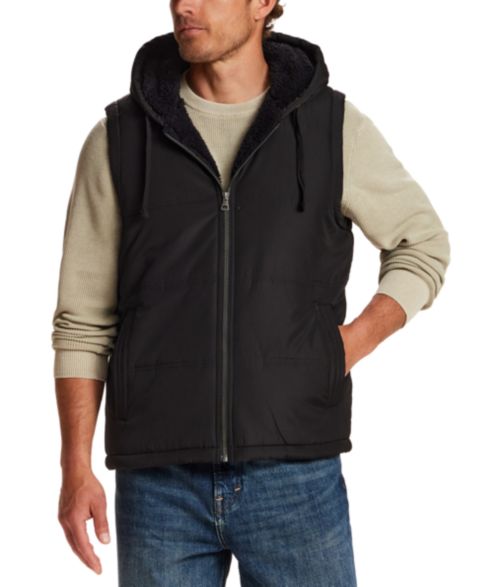 Мужской жилет Weatherproof Vintage Sherpa Hooded Full-Zip Vest, цвет: Чёрный