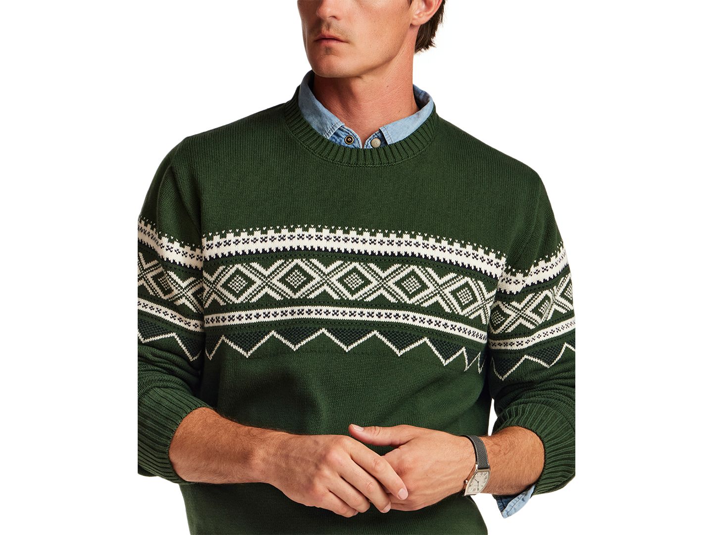 Мужской свитер Weatherproof Vintage Fairisle Crewneck, цвет: Mountain View — фото 3