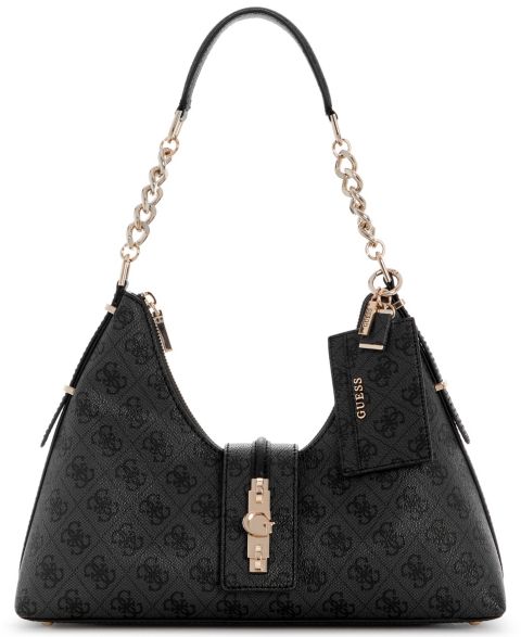 Женская сумка GUESS Yvonne Logo Medium Hobo, цвет: Coal Logo