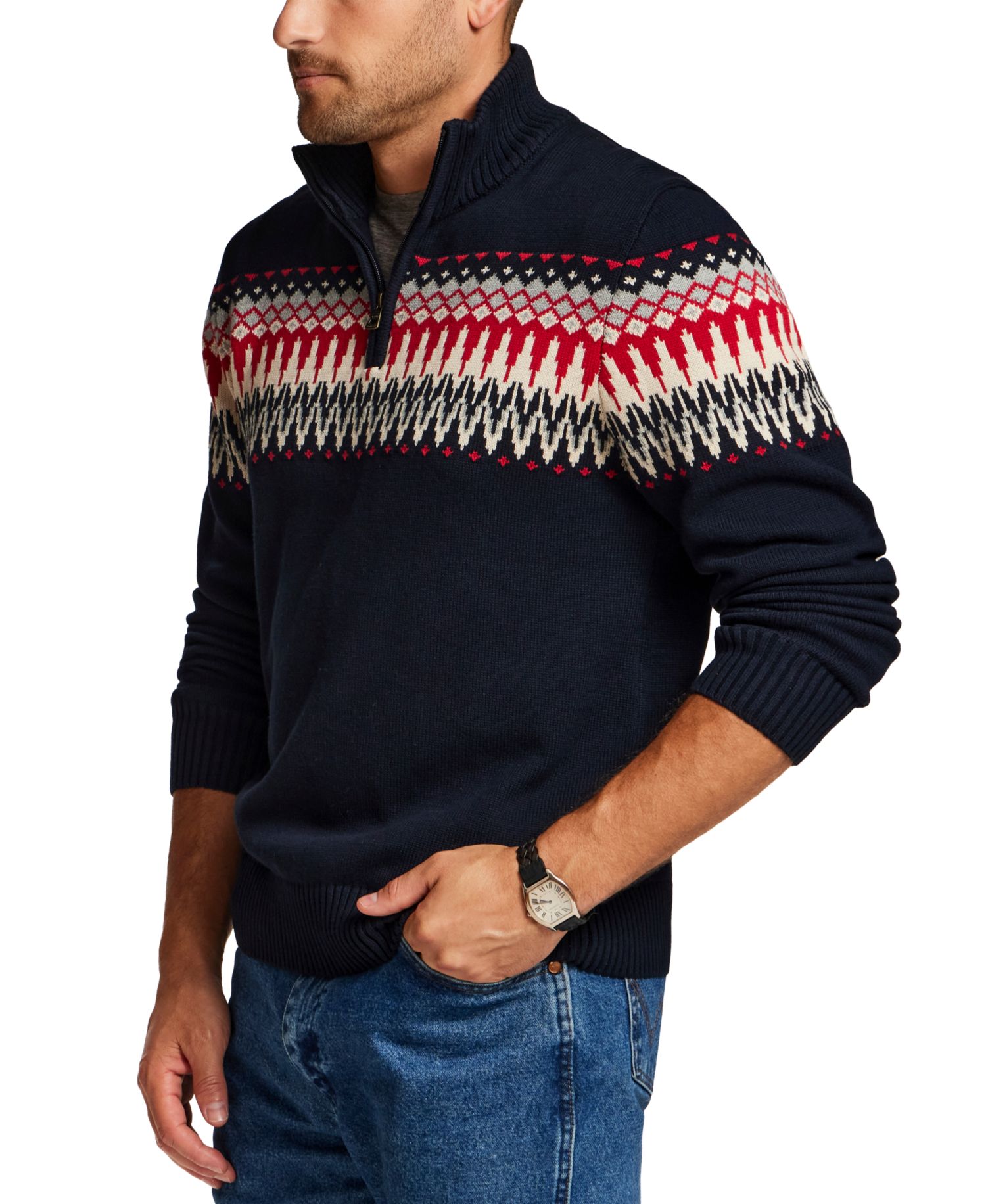 Men's Nordic Yoke Quarter-Zip Sweater