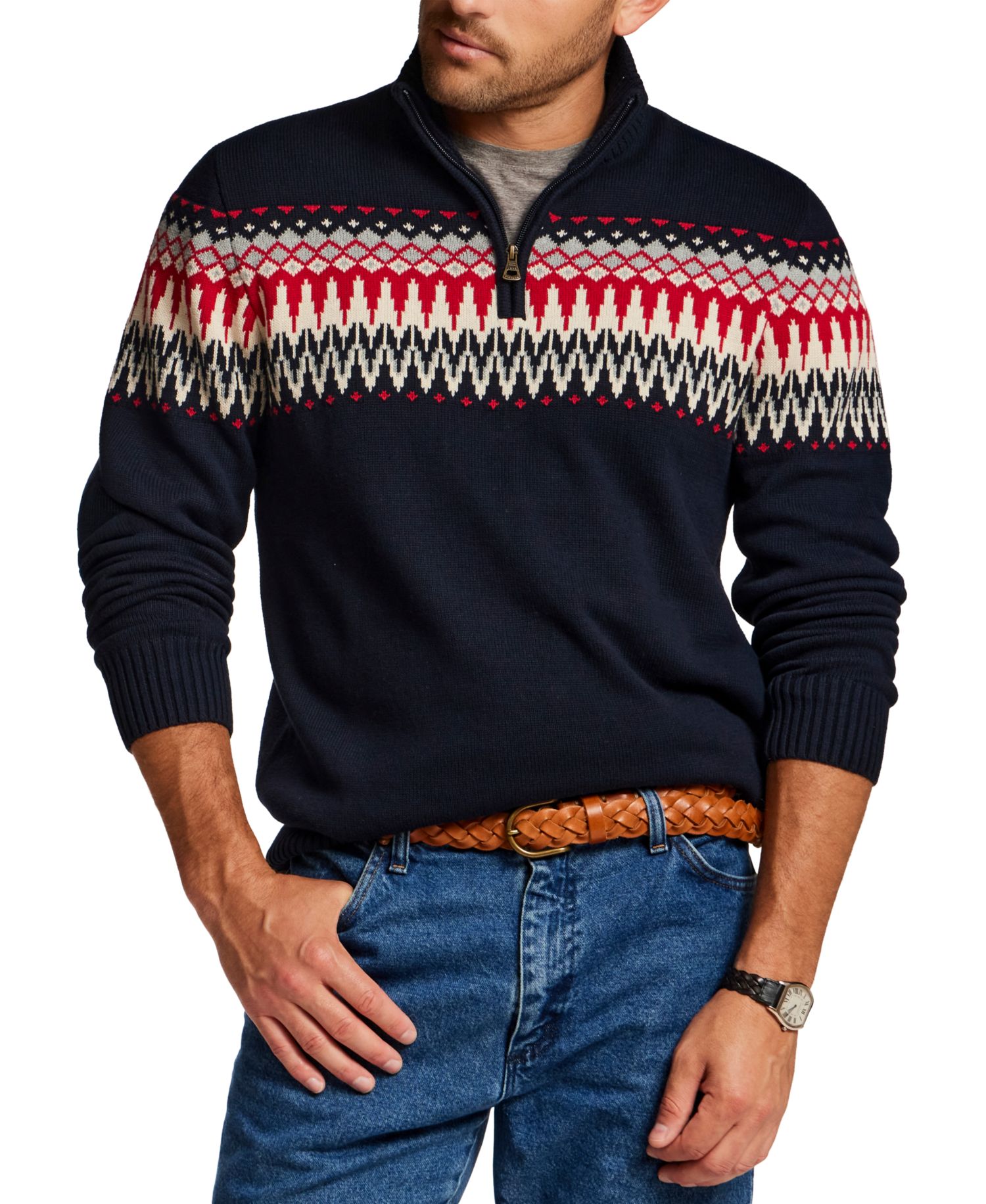 Men's Nordic Yoke Quarter-Zip Sweater