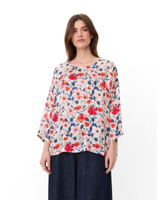 Women's Floral 3/4-Sleeve Relaxed Tunic Blouse