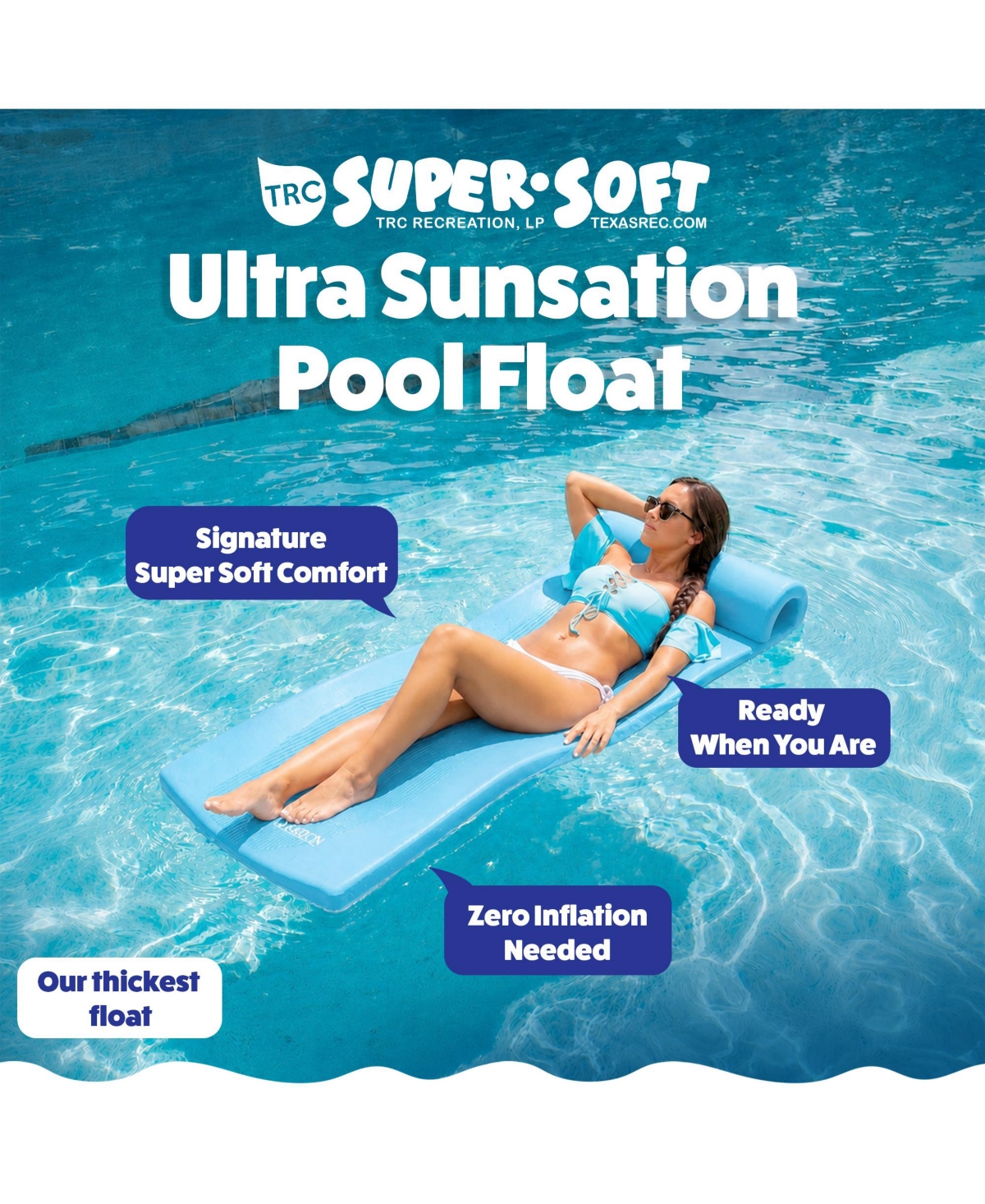 Trc Recreation Ultra Sunsation 2.5 Inch Thick Foam Pool Float Mat