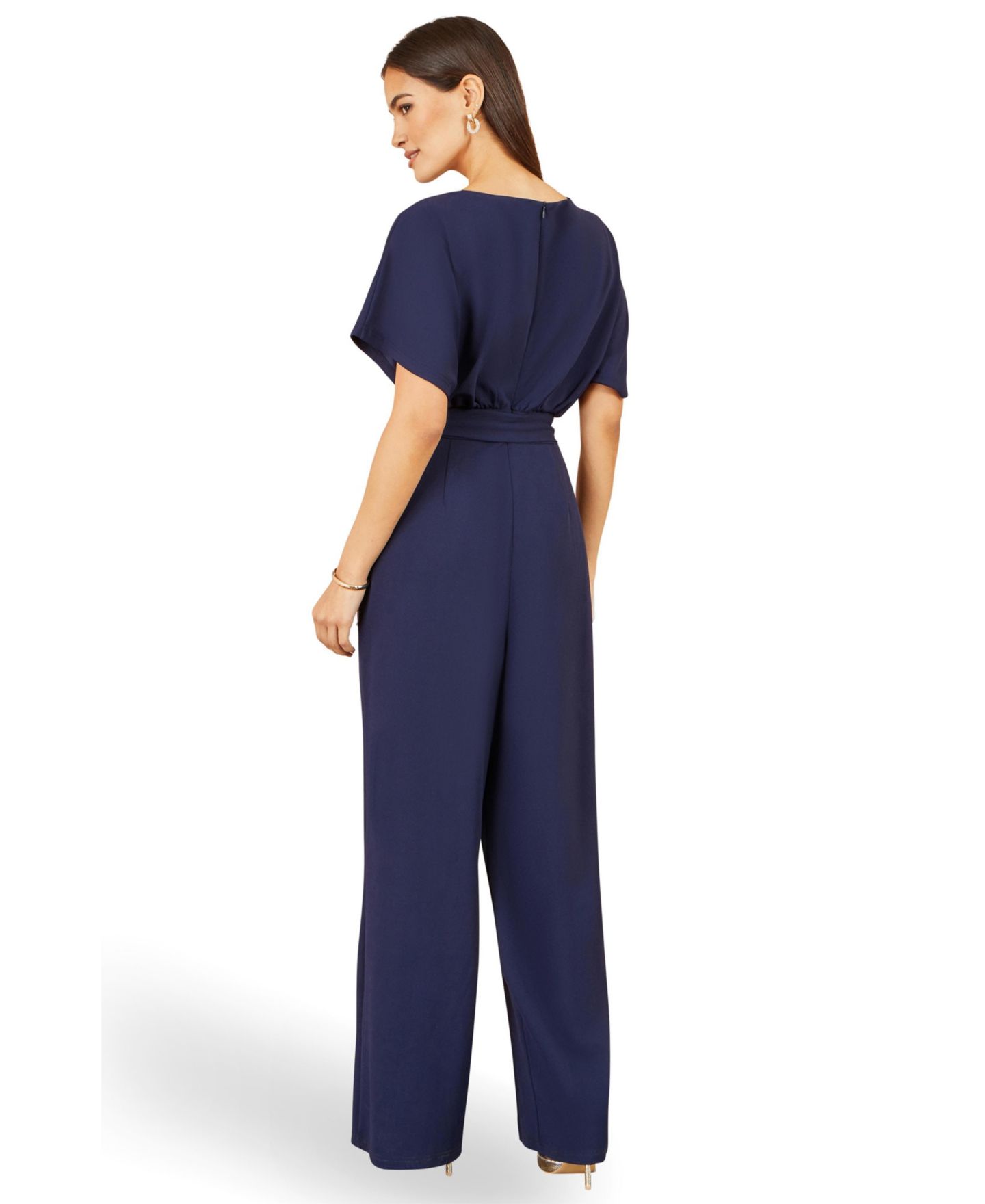 Женский комбинезон Yumi Batwing Stretch Wide-Leg Jumpsuit, цвет: Тёмно-синий — фото 3