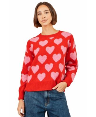 Women's Heart Intarsia Relaxed Jumper