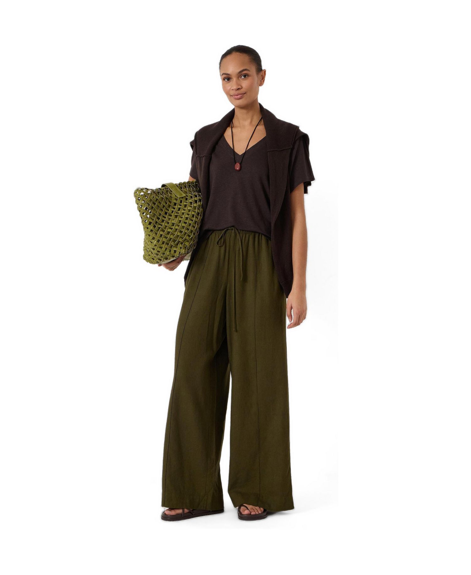 Women's Rosalia Linen-Blend V-Neck Short-Sleeve T-Shirt