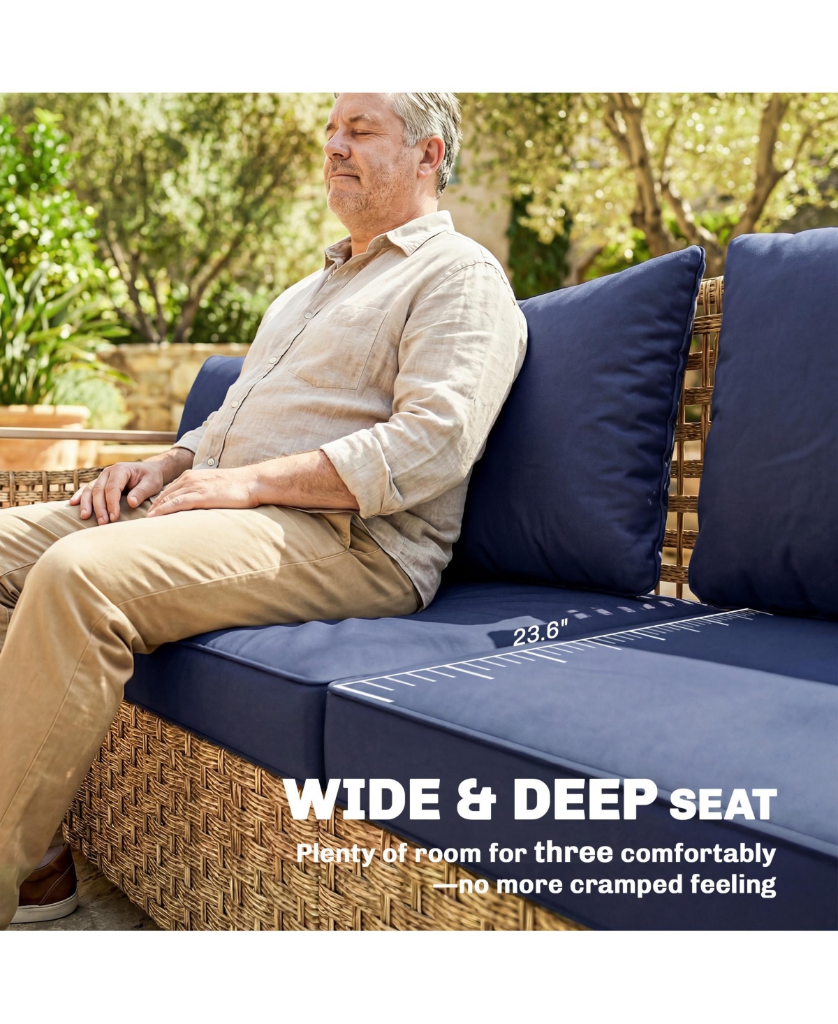 Outsunny Rat Wicker Sofa with Cushions 3-Seater,