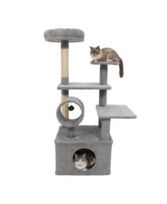 48 Inch Multi-Level Cat Tree with Cylinder Play Tunnel
