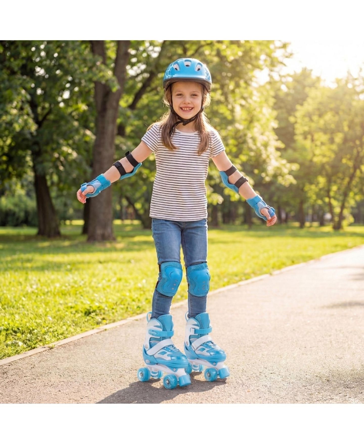 Детские игрушки HONGGE Kids Quad Roller Skates with Light-Up Wheels and Safety Straps, цвет: Тёмно-синий — фото 8