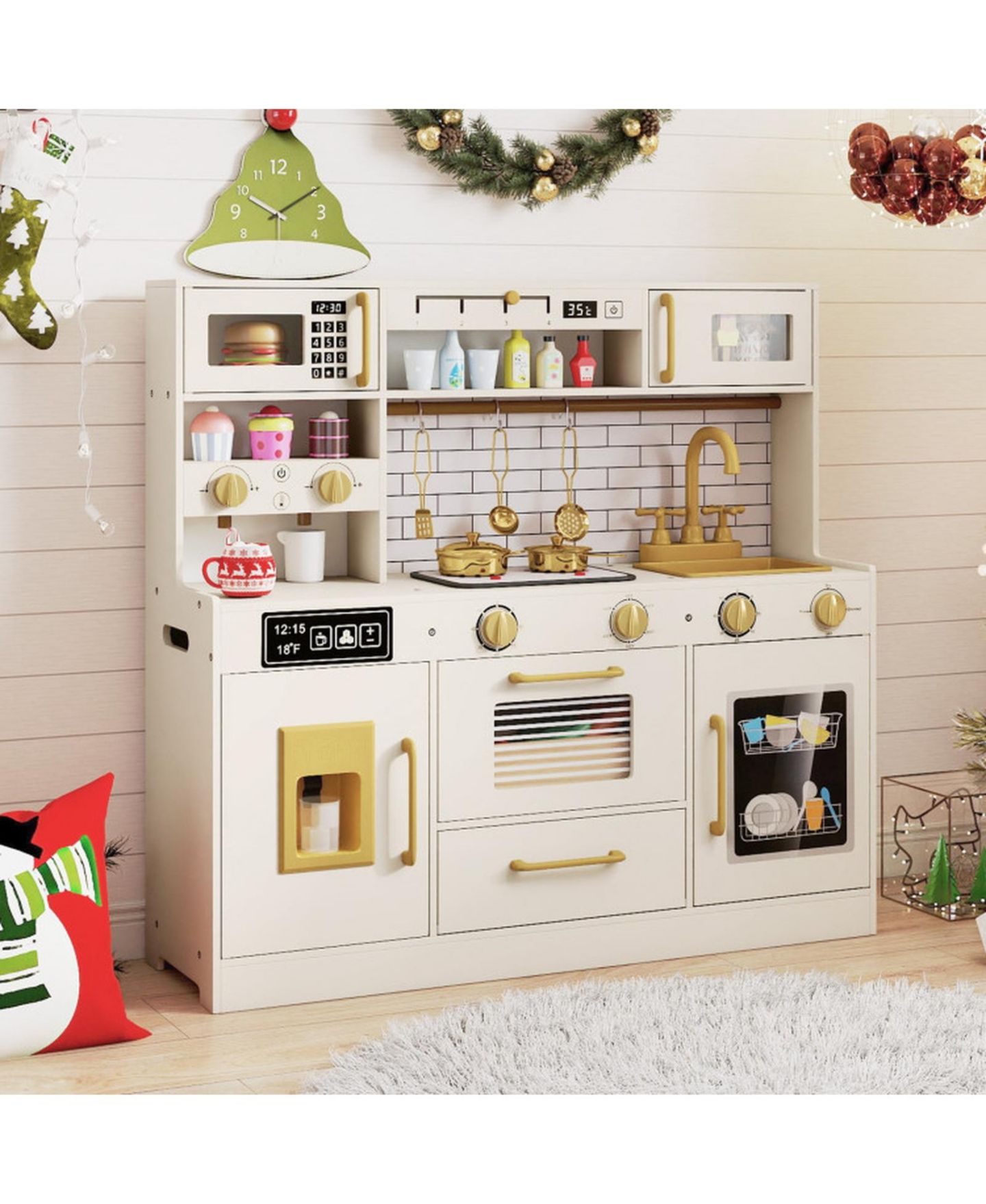Детский игровой набор HONGGE Sound-and-Light Stoves Water Dispenser 11-Piece Playset, Ages 3+, цвет: Натуральный — фото 2