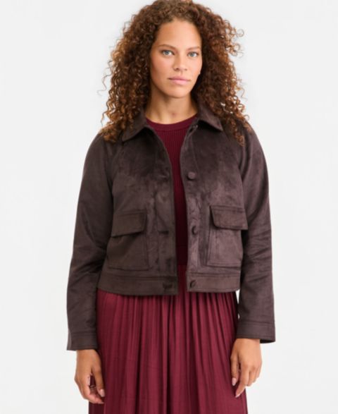Женская куртка On 34th Cropped Faux Suede, цвет: Ganache
