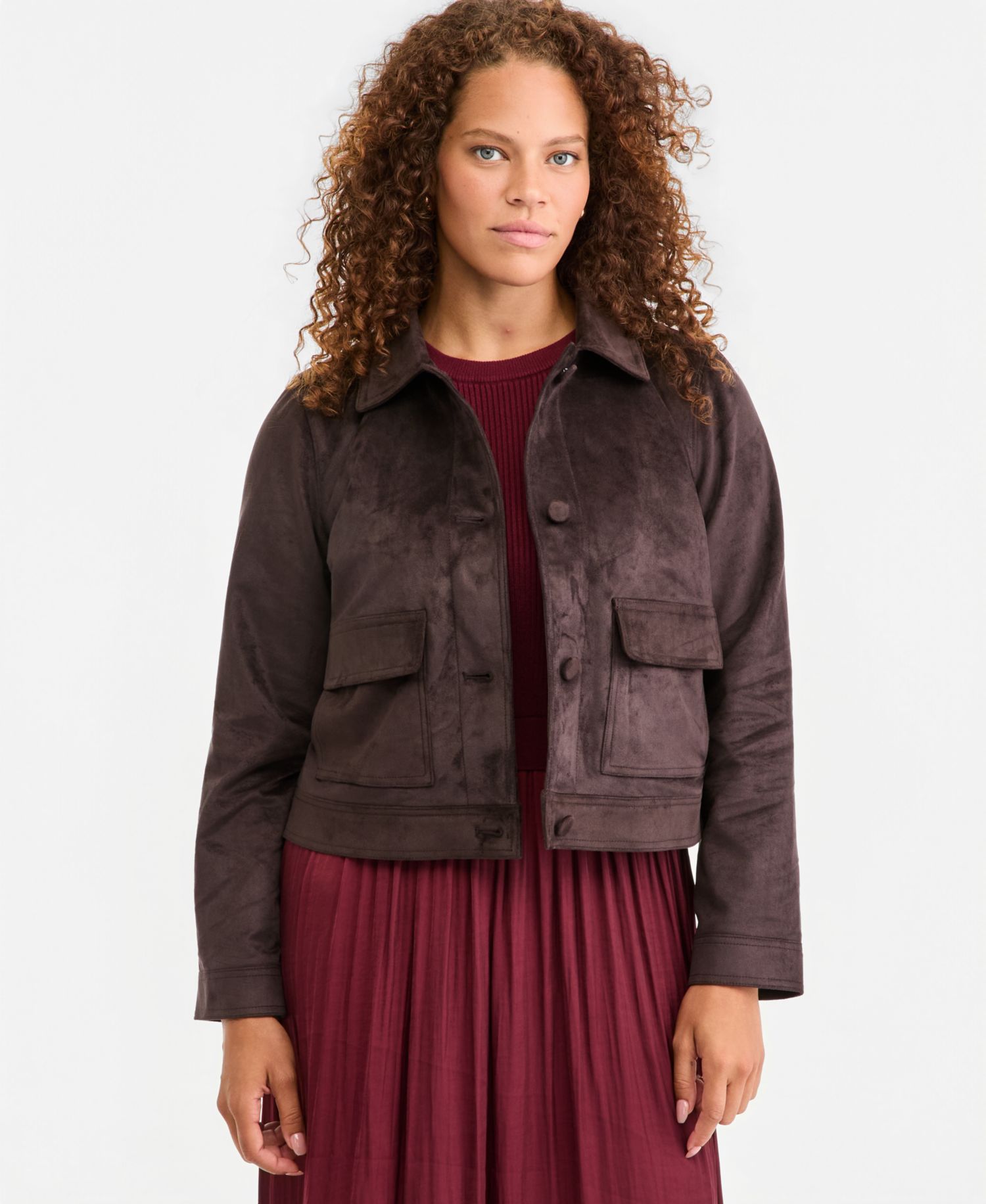 Women's Cropped Faux Suede Jacket