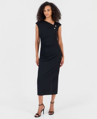 Women's Asymmetric-Draped Cowl-Neck Midi Dress