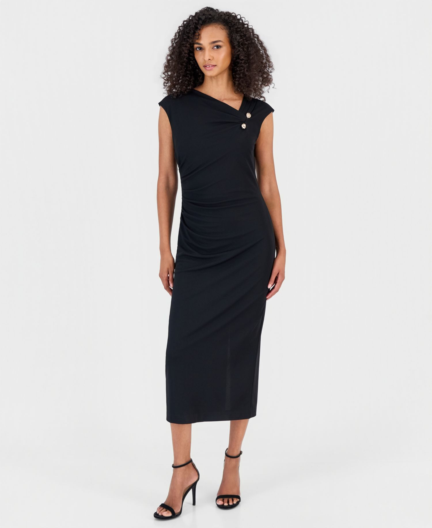 Women's Asymmetric-Draped Cowl-Neck Midi Dress