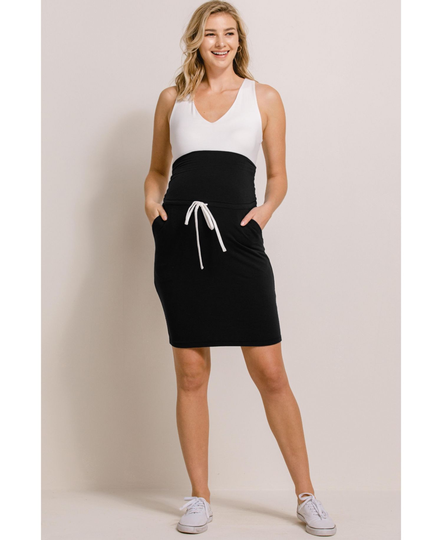 Maternity High-Waisted Pencil Skirt with Pockets