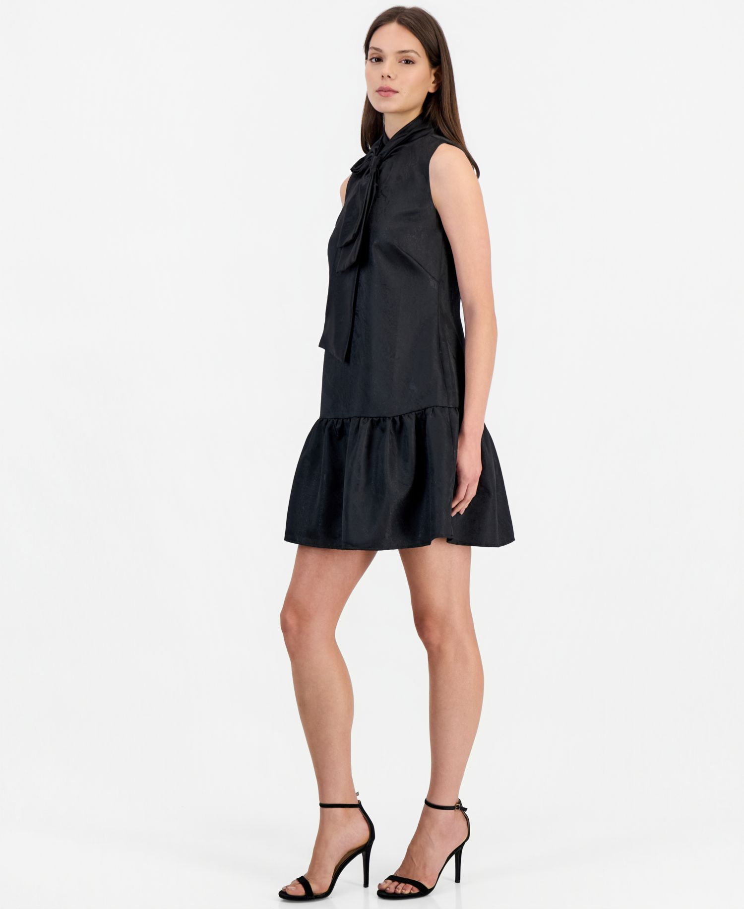Women's Bow Neck Tiered Mini Dress