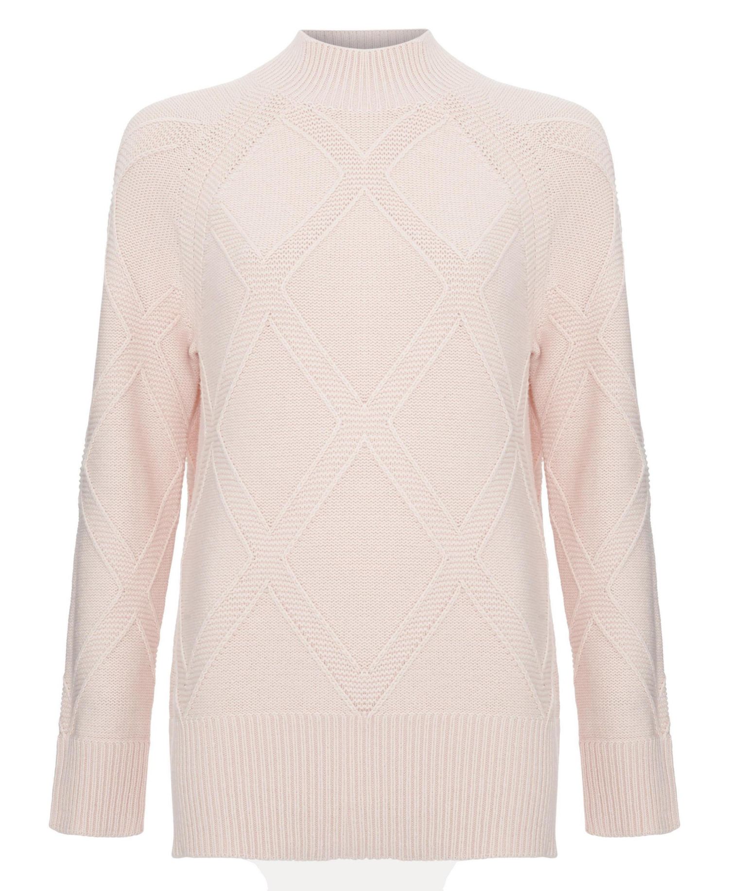 Women's Tara Mock-Neck Diamond Cable Knit Jumper