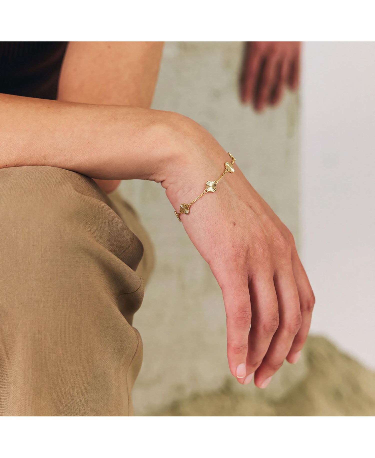 Mini Fluted Clover Bracelet 14K Gold-Plated Sterling Silver