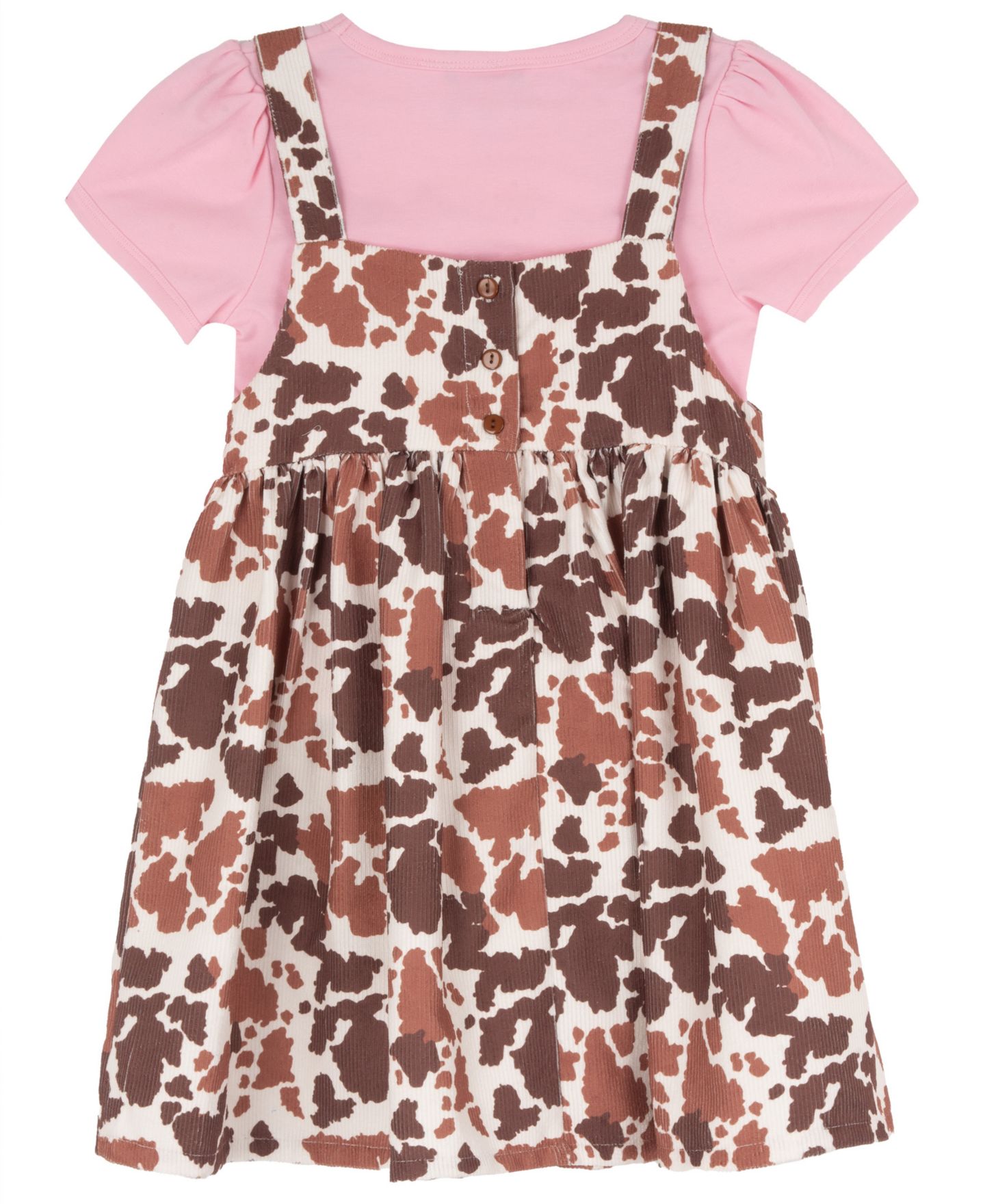 Rare Editions Toddler Girls' 2T-4T Sleeveless Highland Cow Printed Jumper and T-Shirt, 2-Piece Set, цвет: Коричневый — фото 2