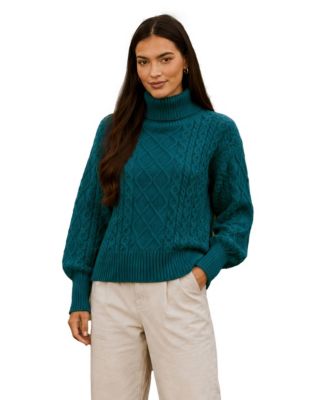 Women's Cable-Knit Turtleneck Pullover Sweater